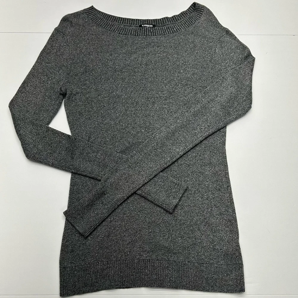 Express Gray Women's Sweater LG Round Neck Cotton Blend NWOT